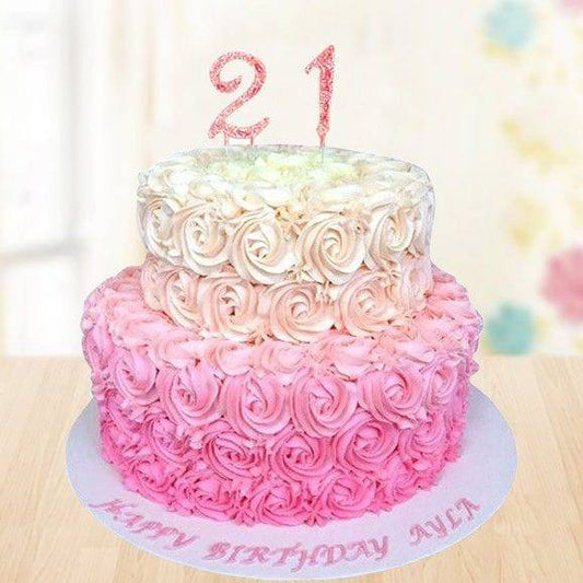 2 Tier Rose Cake - YuvaFlowers