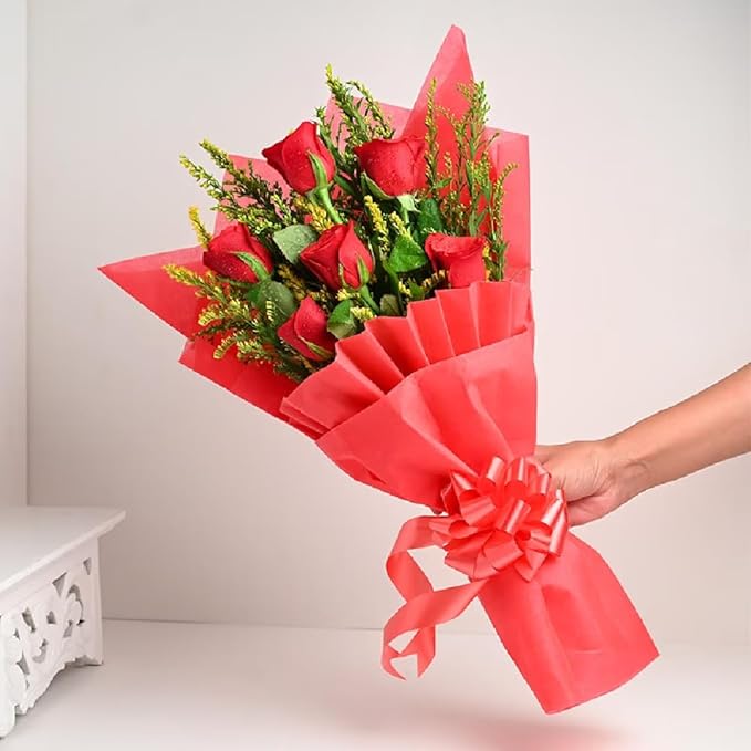 6 Red Roses Bunch of Love - YuvaFlowers