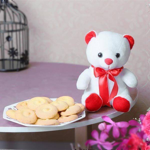 Assorted Cookies with Teddy - YuvaFlowers