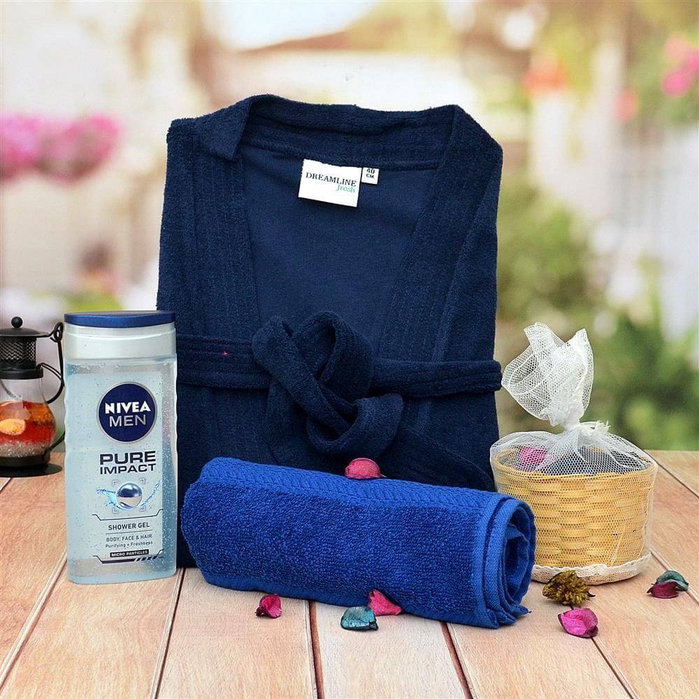 Bathrobe With Shower Gel Combo For Men - YuvaFlowers