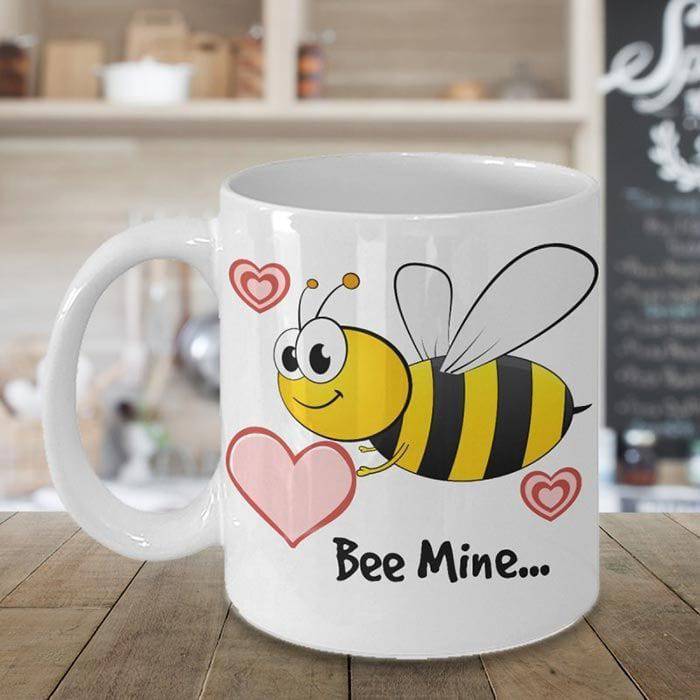 Bee Mine Valentines Coffee Mug - YuvaFlowers