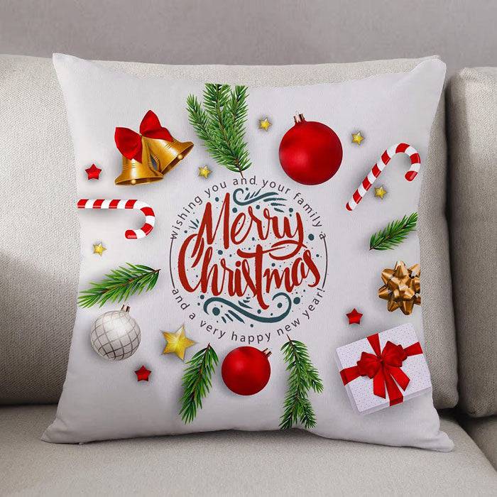 Christmas White Cushion - YuvaFlowers