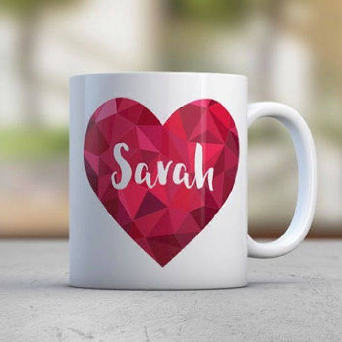 Diamond Heart Personalized Mugs - YuvaFlowers