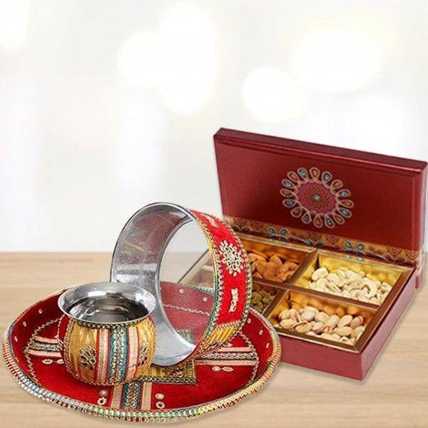 Dry Fruits Karwa Thali - YuvaFlowers