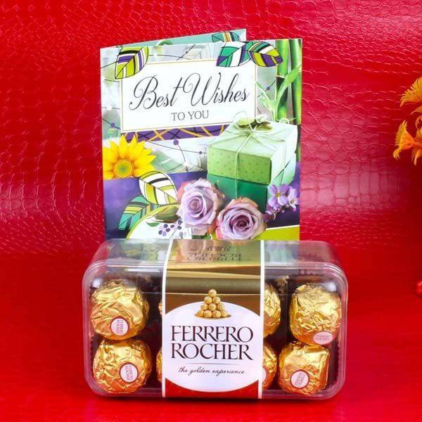 Ferrero Rocher Box with Best Wishes Card - YuvaFlowers