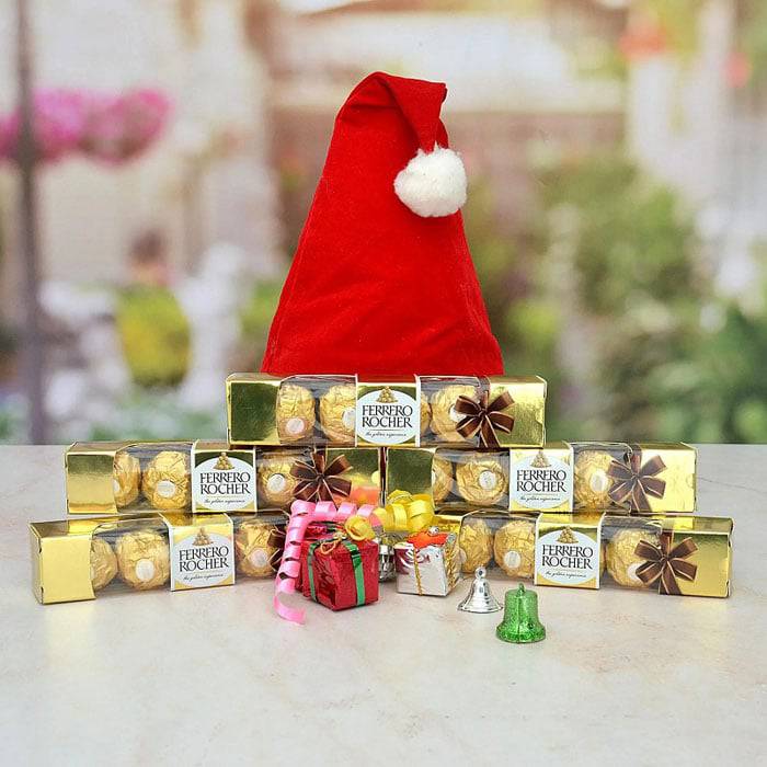 Ferrero Rocher & Santa Cap - YuvaFlowers