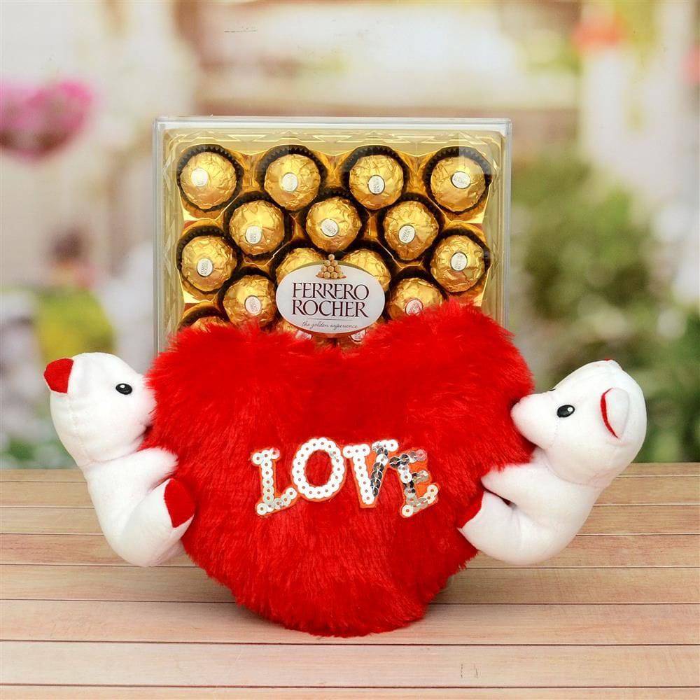 Ferrero Rocher With Love Hug Teddy - YuvaFlowers