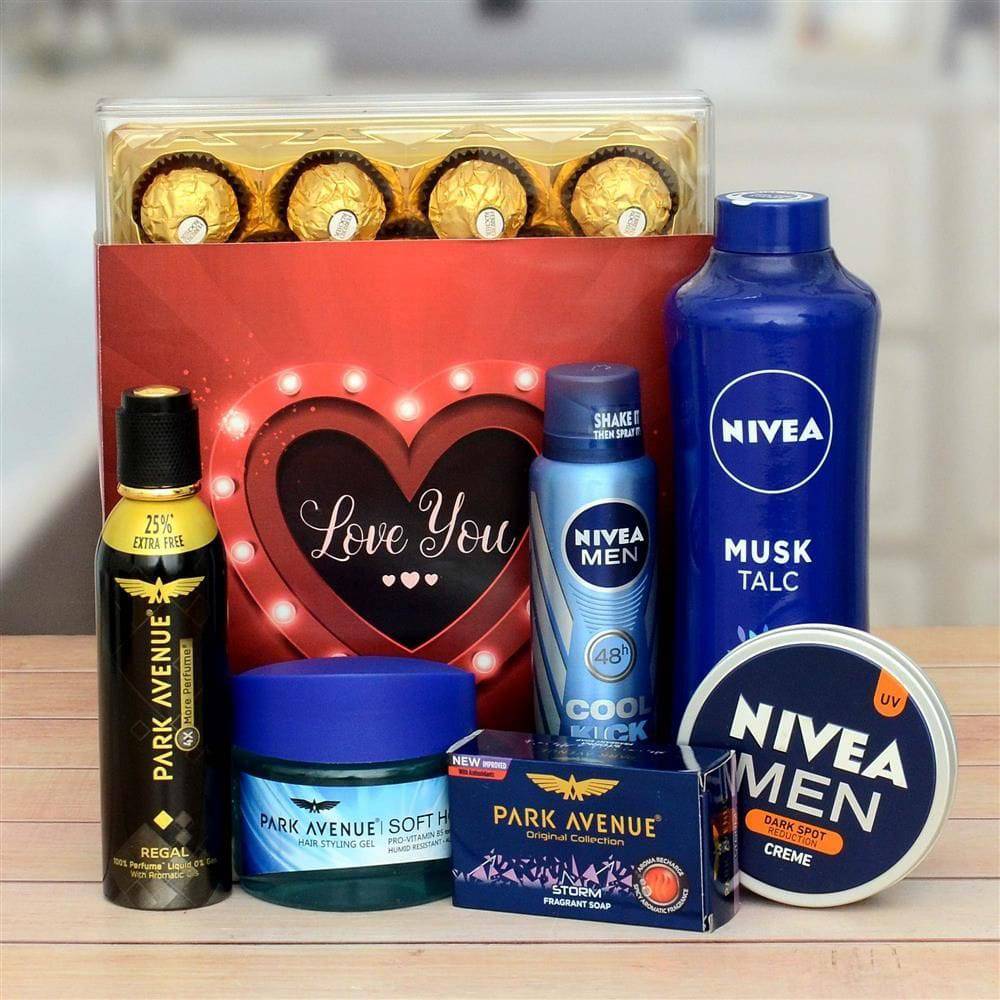 Ferrero Rocher With Mens Care Hamper - YuvaFlowers