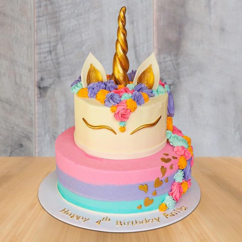 Flowery Unicorn Strawberry Cake