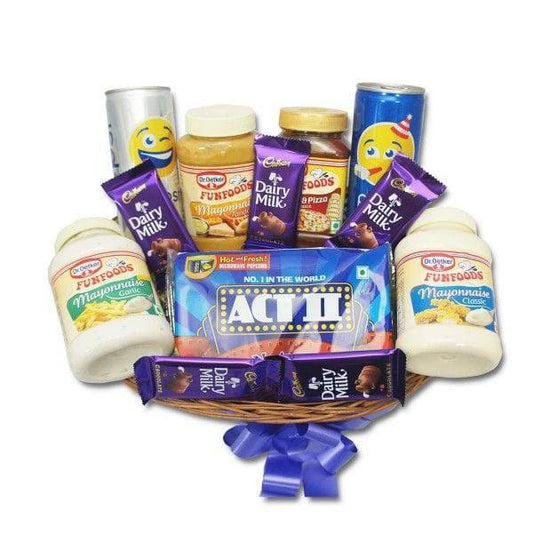 Fun Foods Basket With Dairymilk - YuvaFlowers