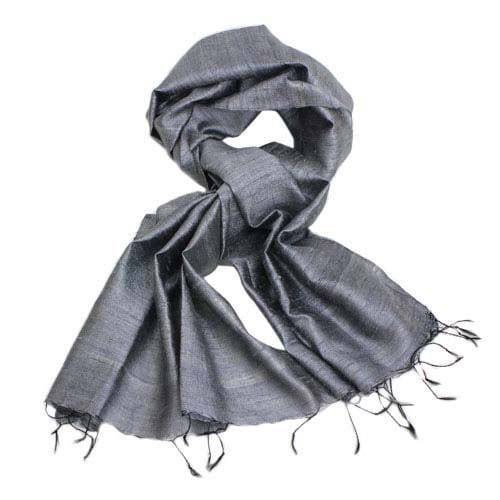 Grey Rawsilk Stole - YuvaFlowers