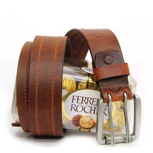 Leather Belt N Chocolates - YuvaFlowers