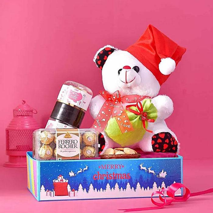 Merry Christmas Teddy Hamper - YuvaFlowers