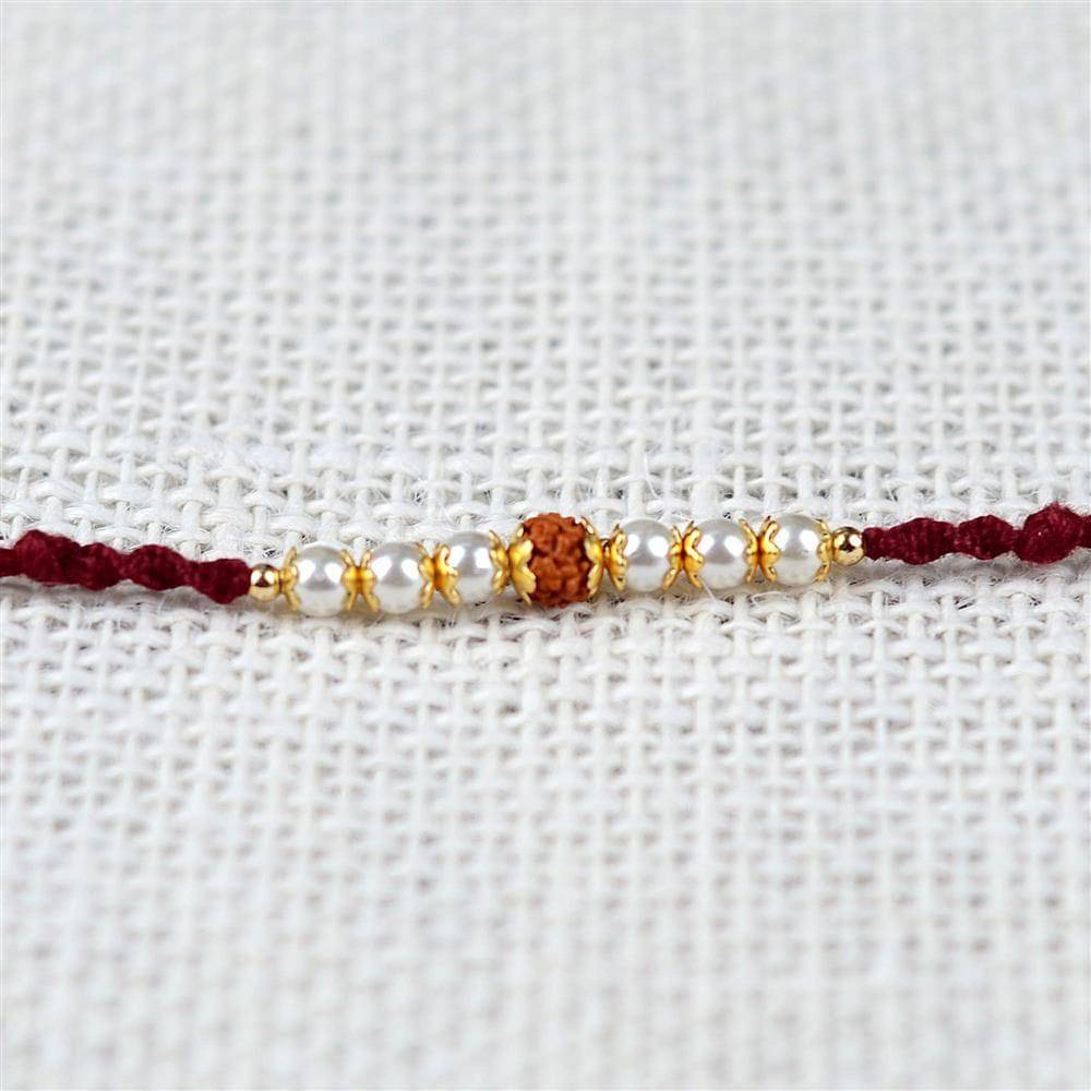 Mini Rudraksh Pearl Rakhi - YuvaFlowers