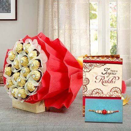 Rakhi Rocher Choco Bouquet - YuvaFlowers