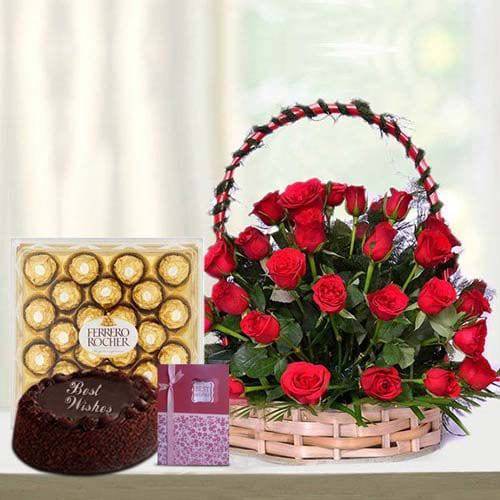 Red Basket Hamper - YuvaFlowers