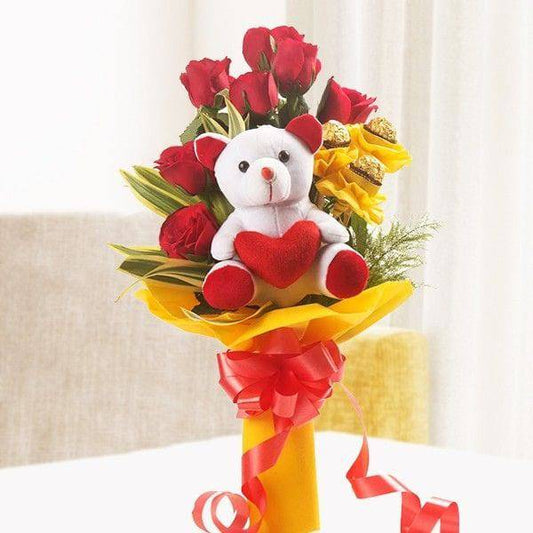 Red Rocher Bouquet Online - YuvaFlowers