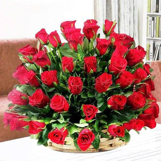 Red Roses Big Basket - YuvaFlowers