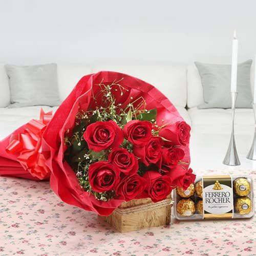 Roses N Chocolates Delight - YuvaFlowers