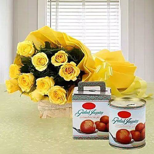 Roses N Gulab Jamun - YuvaFlowers