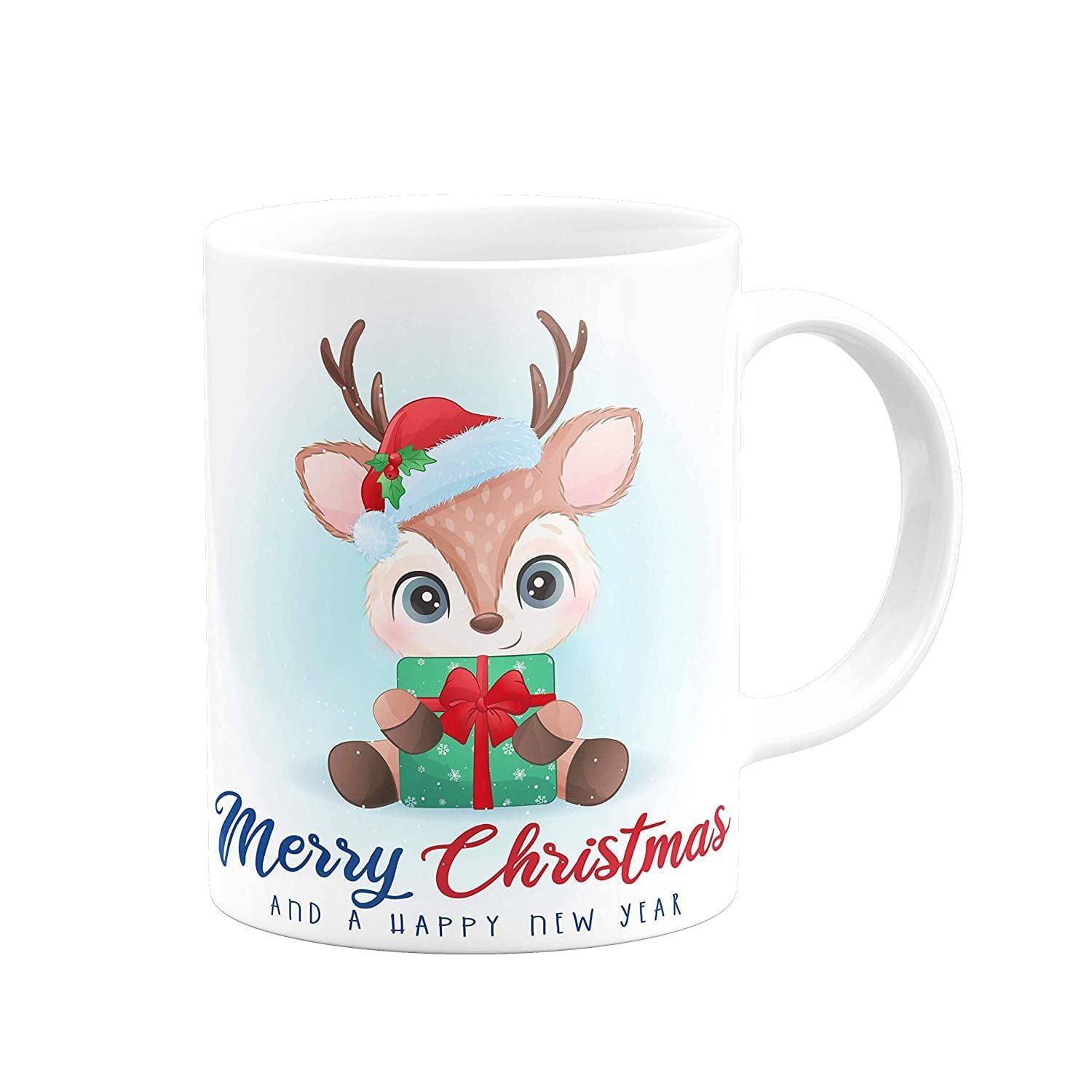 Santa Claus Reindeer Wishing Merry Christmas  Mug - YuvaFlowers