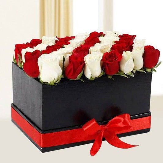 White N Red Floral Arrangement - YuvaFlowers