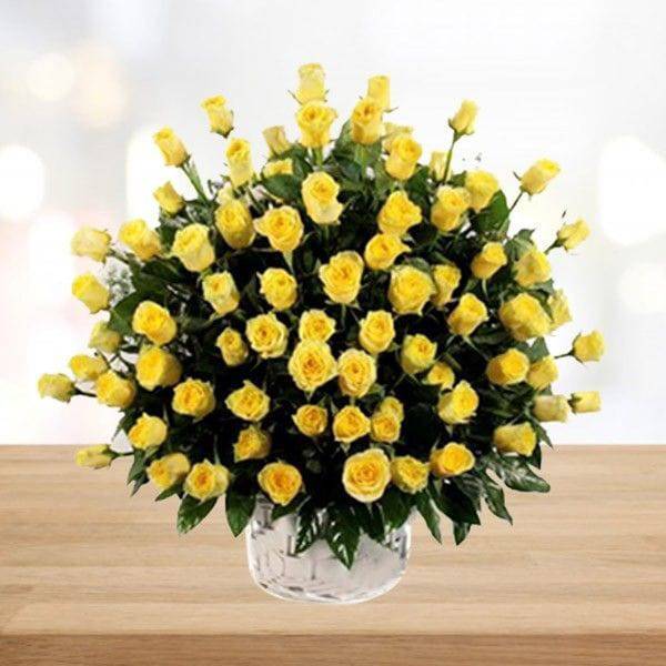 Yellow Roses Basket - YuvaFlowers